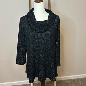 Dressbarn Sunday Cowl Neck Sweater with Metallic Shimmer Size Large in GUC